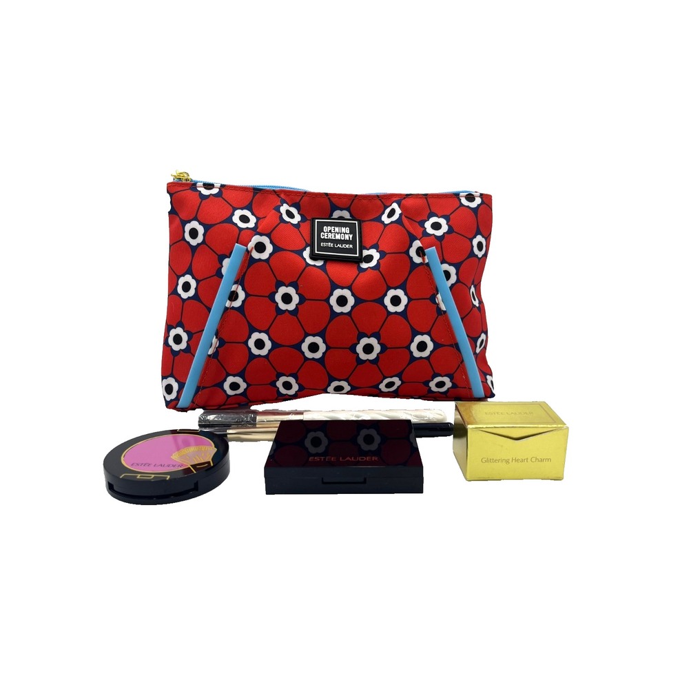 Estee Lauder Set Cosmetic Bag Pure Color EyeShadow Palette Blush Charm & Brushes